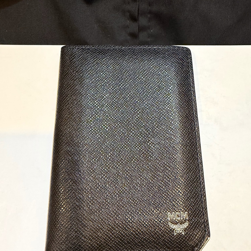 MCM Black Leather Card Holder Wallet